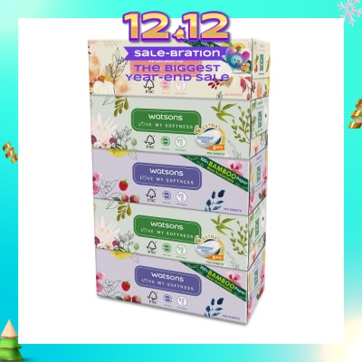 WATSONS 100% Bamboo Paper Cushiony Soft Box Tissue Sheet 3-Ply 100s x 5