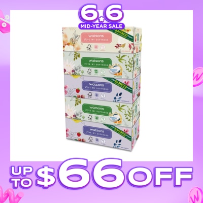 WATSONS - 100% Bamboo Paper Cushiony Soft Box Tissue Sheet 3-Ply 100s x 5