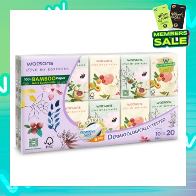 WATSONS 100% Bamboo Velvet Mini Hankies 3 Ply 10s x 20