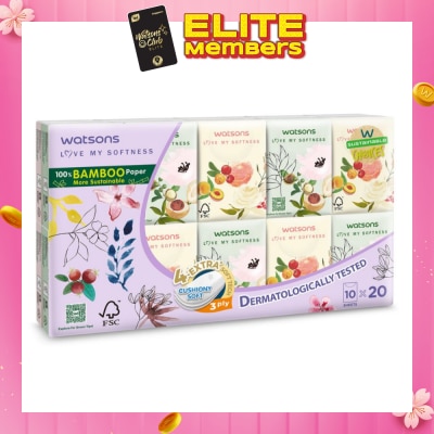 WATSONS [CNY] 100% Bamboo Velvet Mini Hankies 3 Ply 10s x 20