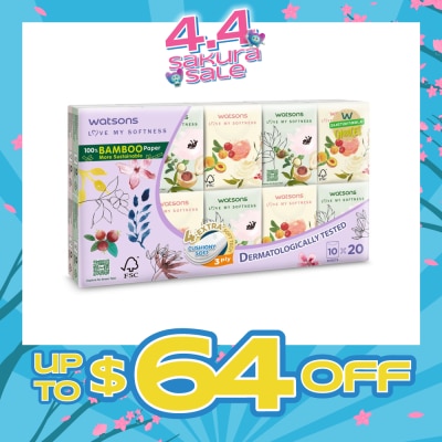 WATSONS - 100% Bamboo Velvet Mini Hankies 3 Ply 10s x 20