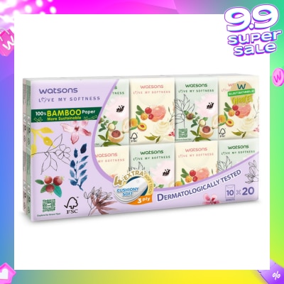 WATSONS 100% Bamboo Velvet Mini Hankies 3 Ply 10s x 20