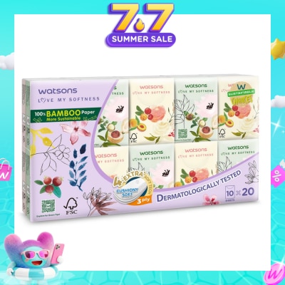 WATSONS - 100% Bamboo Velvet Mini Hankies 3 Ply 10s x 20