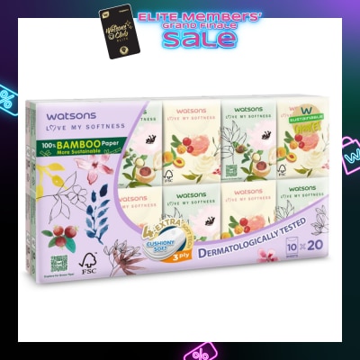 WATSONS 100% Bamboo Velvet Mini Hankies 3 Ply 10s x 20