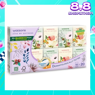 WATSONS 100% Bamboo Velvet Mini Hankies 3 Ply 10s x 20