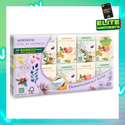 WATSONS 100% Bamboo Velvet Mini Hankies 3 Ply 10s x 20