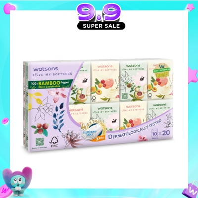 WATSONS - 100% Bamboo Velvet Mini Hankies 3 Ply 10s x 20 image