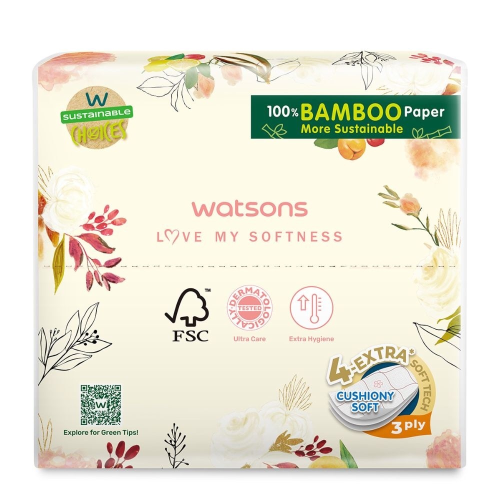 100% Bamboo Velvet Facial Travel Tissue Sheet XS (188mm x 105mm) 3 Ply 40s x 6