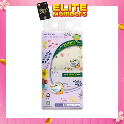 WATSONS 100% Bamboo Velvet Facial Travel Tissue Sheet XS (188mm x 105mm) 3 Ply 40s x 6