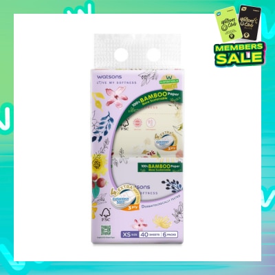 WATSONS 100% Bamboo Velvet Facial Travel Tissue Sheet XS (188mm x 105mm) 3 Ply 40s x 6