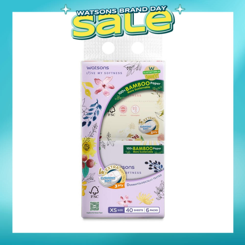 100% Bamboo Velvet Facial Travel Tissue Sheet XS (188mm x 105mm) 3 Ply 40s x 6
