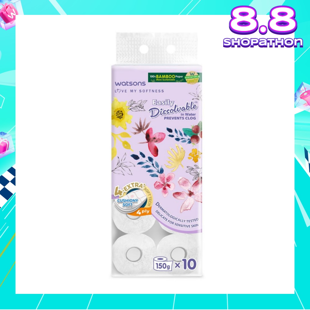 X Flower Bathroom Tissue (Easily Dissolvable) 4ply x 230 sheets x 10 rolls