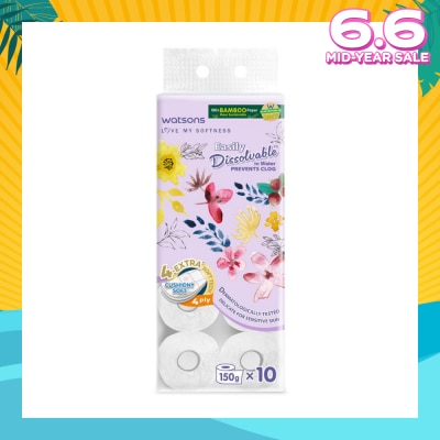 WATSONS X Flower Bathroom Tissue (Easily Dissolvable) 4ply x 230 sheets x 10 rolls