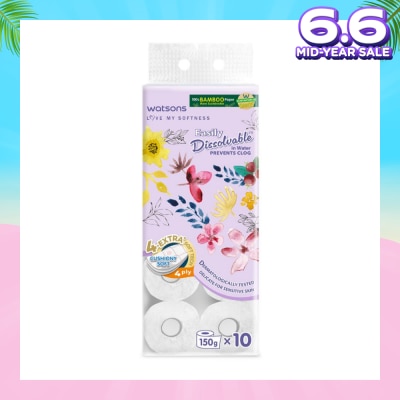 WATSONS X Flower Bathroom Tissue (Easily Dissolvable) 4ply x 230 sheets x 10 rolls