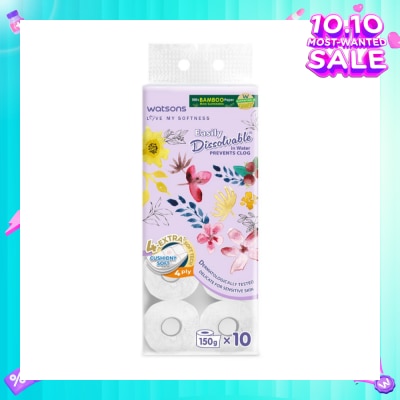WATSONS X Flower Bathroom Tissue (Easily Dissolvable) 4ply x 230 sheets x 10 rolls