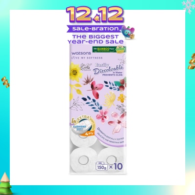 WATSONS X Flower Bathroom Tissue (Easily Dissolvable) 4ply x 230 sheets x 10 rolls