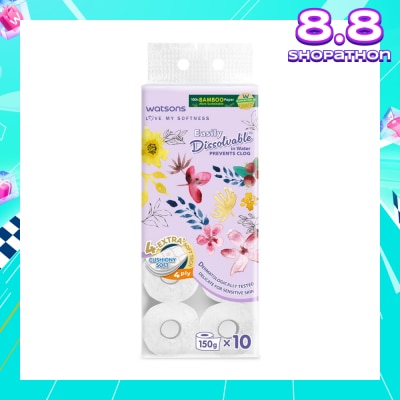 WATSONS X Flower Bathroom Tissue (Easily Dissolvable) 4ply x 230 sheets x 10 rolls