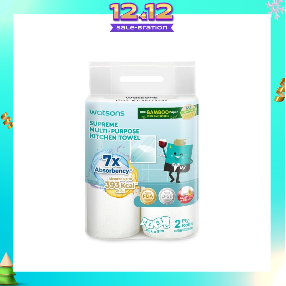 Supreme Multi-Purpose Kitchen Towel 2 Ply Sheet 120s x 2 Rolls