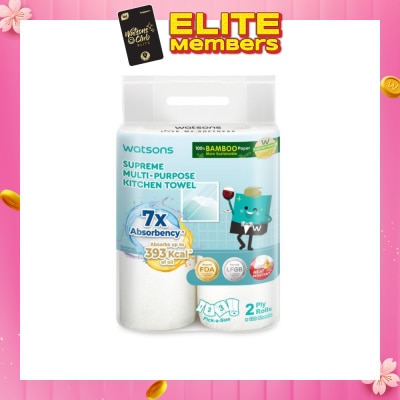 WATSONS Supreme Multi-Purpose Kitchen Towel 2 Ply Sheet 120s x 2 Rolls