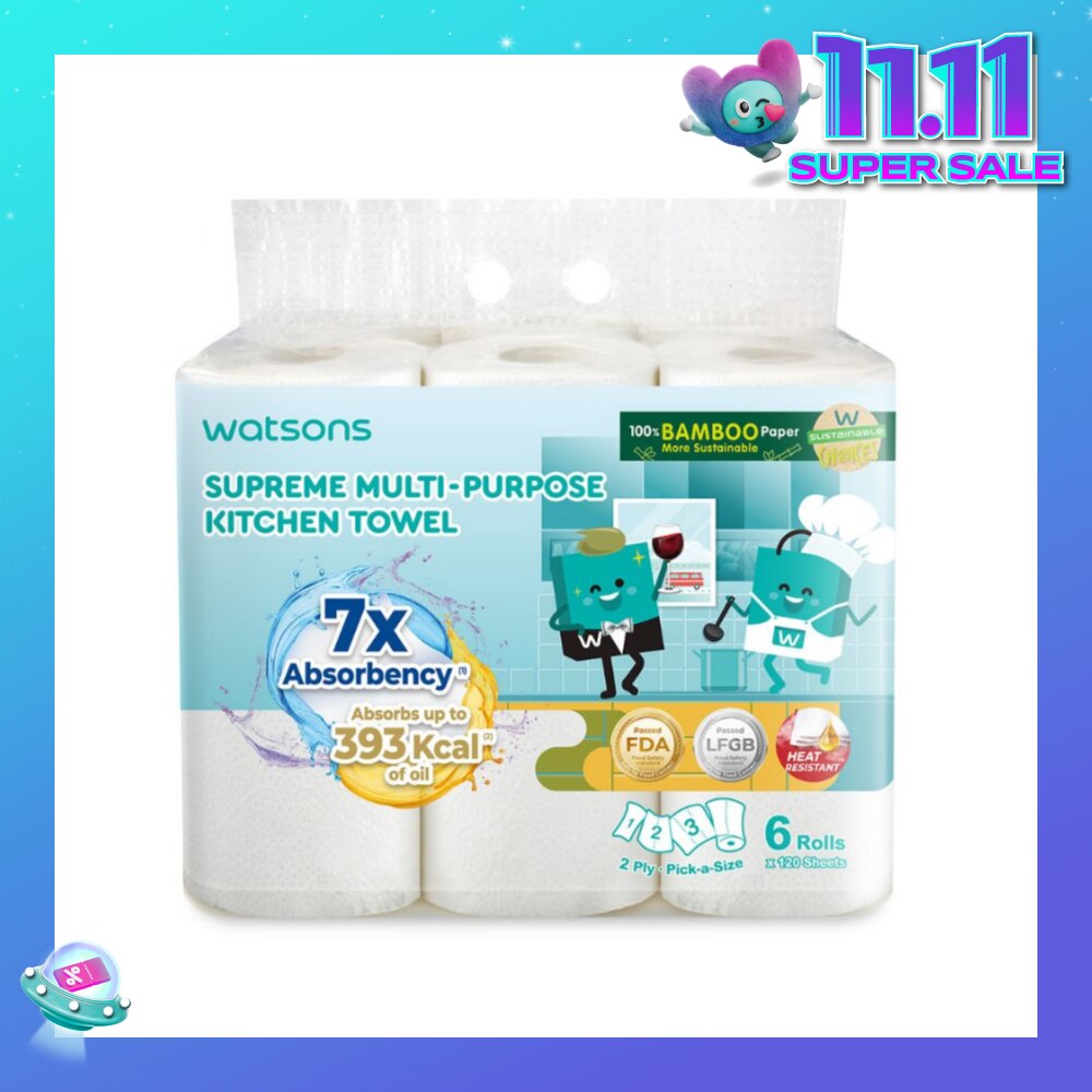 Supreme Multi-Purpose Kitchen Towel 2 Ply Sheet 120s x 6 Rolls