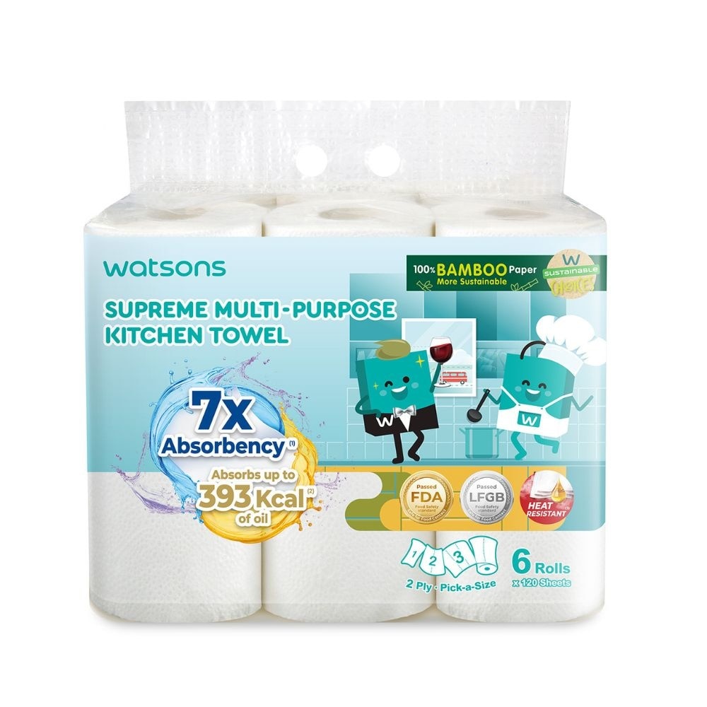 Supreme Multi-Purpose Kitchen Towel 2 Ply Sheet 120s x 6 Rolls