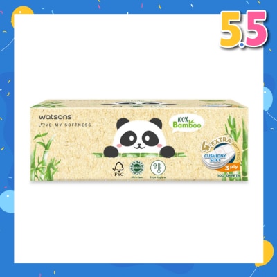 WATSONS Panda Tissue 3 Ply Sheet 100s x 5 Boxes