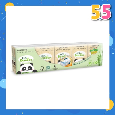 WATSONS 100% Bamboo Velvet Mini Hankies 3 Ply 10s x 10