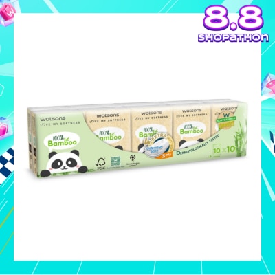 WATSONS 100% Bamboo Velvet Mini Hankies 3 Ply 10s x 10