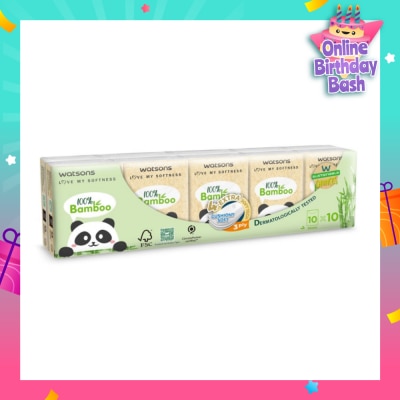 WATSONS 100% Bamboo Velvet Mini Hankies 3 Ply 10s x 10