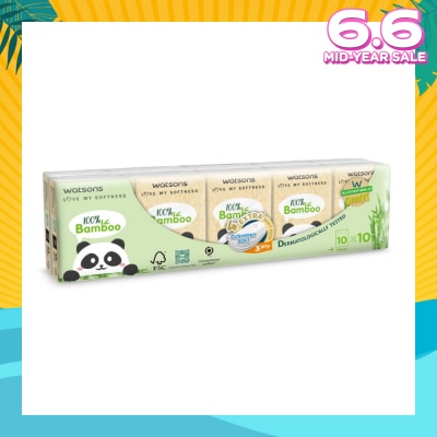 WATSONS 100% Bamboo Velvet Mini Hankies 3 Ply 10s x 10