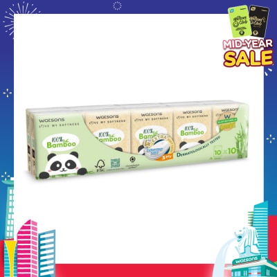 WATSONS 100% Bamboo Velvet Mini Hankies 3 Ply 10s x 10