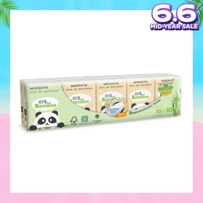 WATSONS 100% Bamboo Velvet Mini Hankies 3 Ply 10s x 10