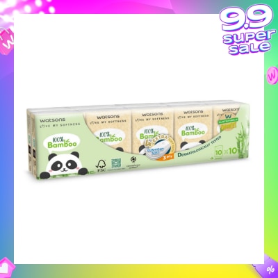 WATSONS 100% Bamboo Velvet Mini Hankies 3 Ply 10s x 10