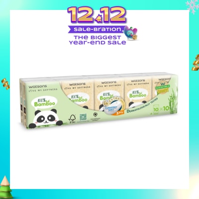 WATSONS 100% Bamboo Velvet Mini Hankies 3 Ply 10s x 10