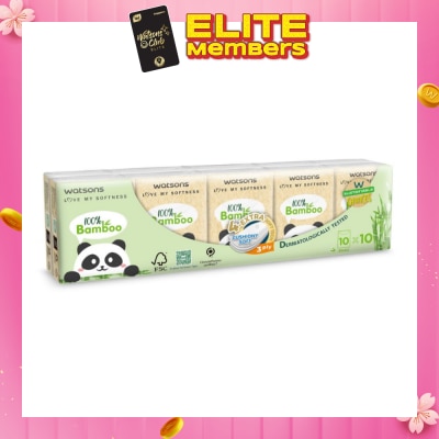 WATSONS 100% Bamboo Velvet Mini Hankies 3 Ply 10s x 10