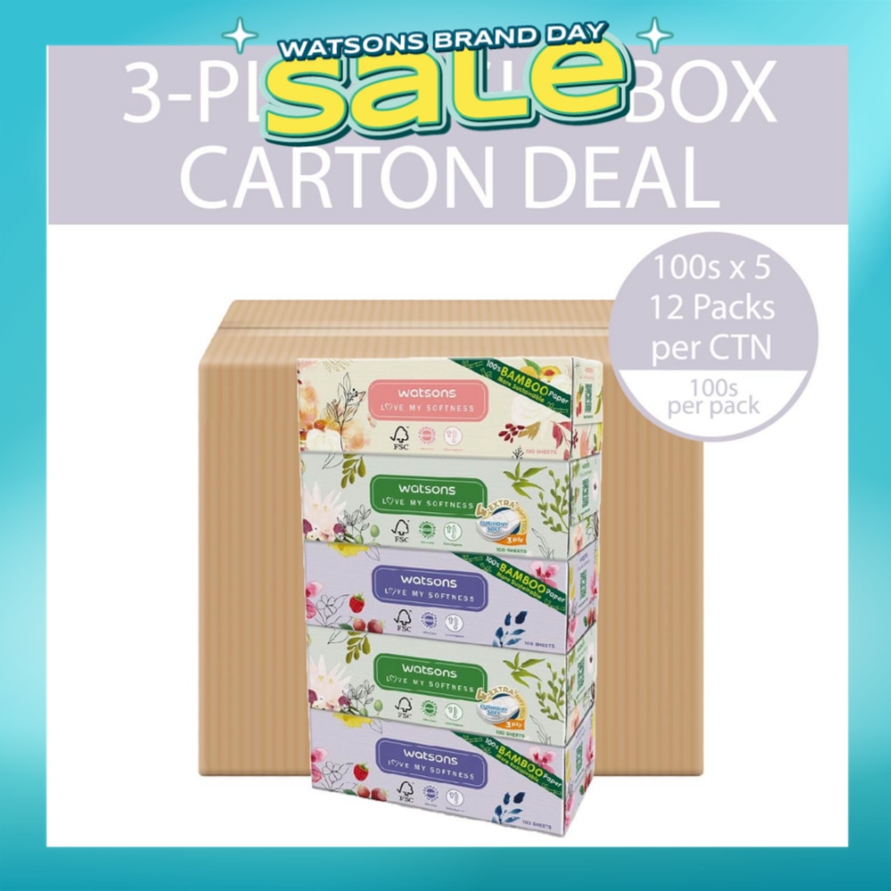 100% Bamboo Paper Cushiony Soft Box Tissue Sheet 3-Ply 100s x 5 x 12 (Per Carton)