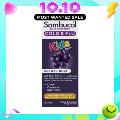 SAMBUCOL Kids 2yrs+Black Elderberry Cold & Flu Relief Liquid 120ml image