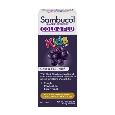 SAMBUCOL - Kids 2yrs+Black Elderberry Cold & Flu Relief Liquid 120ml