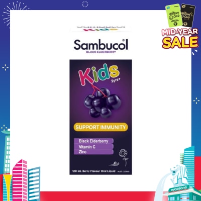 SAMBUCOL Black Elderberry Kids Formula Tasty Berry Flavour (Suitable for Children) AUS Version 120ml