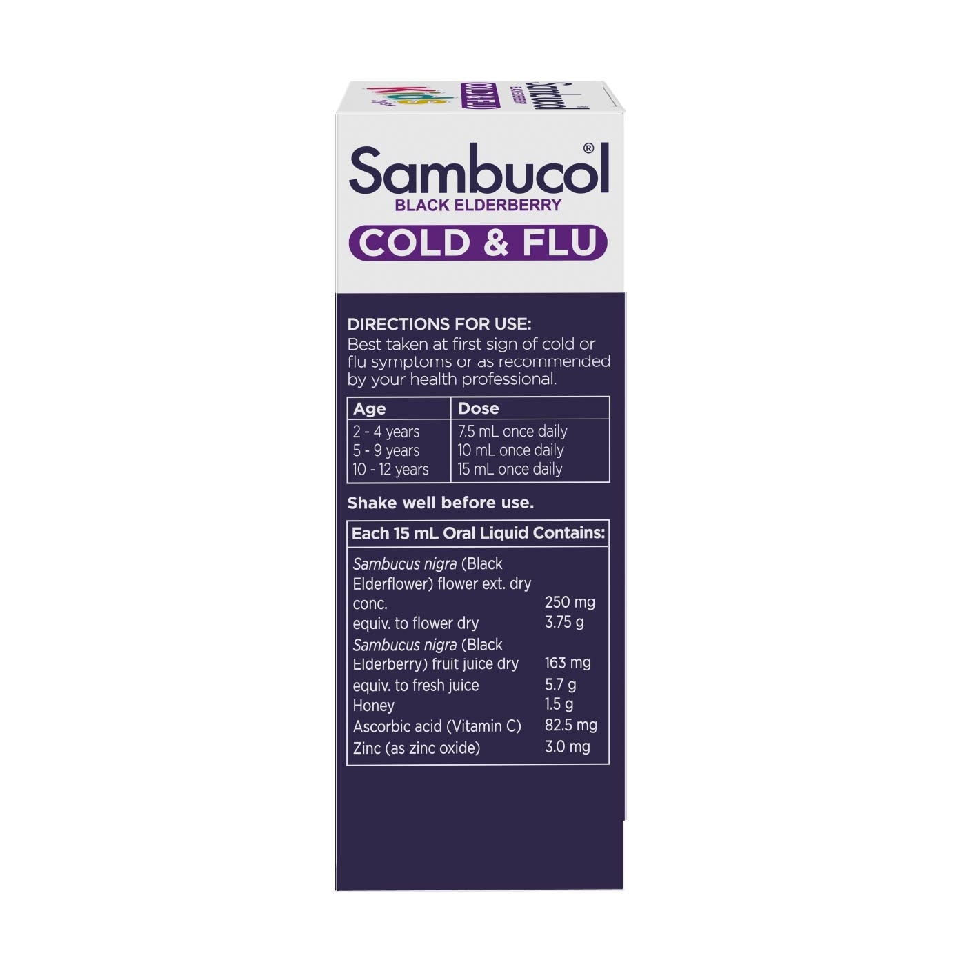 Kids 2yrs+Black Elderberry Cold & Flu Relief Liquid 120ml