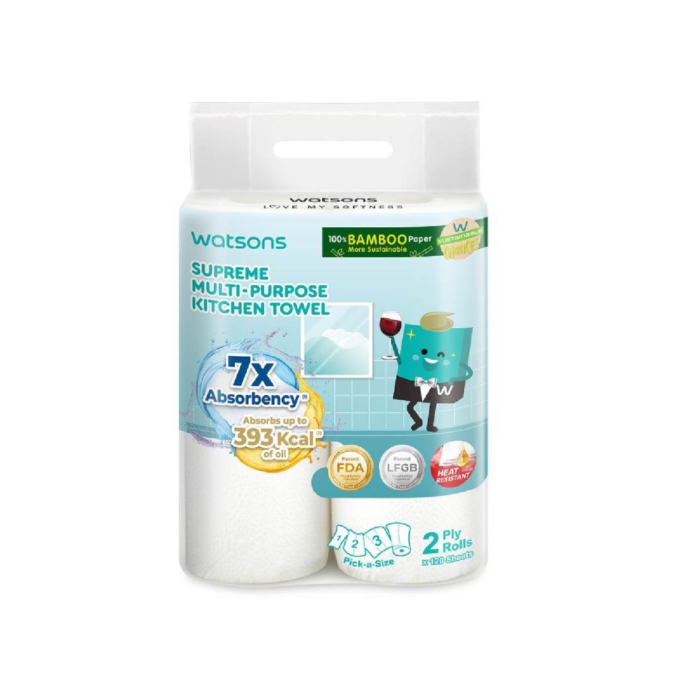 Supreme Multi-Purpose Kitchen Towel 2 Ply Sheet 120s x 2 Rolls x 24 (Per Carton)