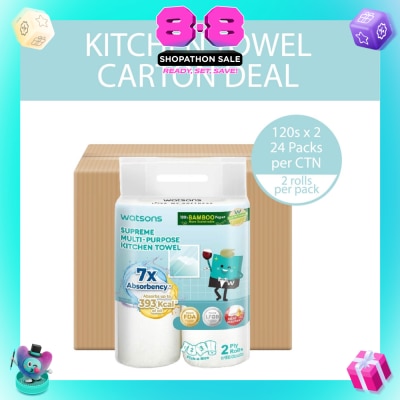 WATSONS - Supreme Multi-Purpose Kitchen Towel 2 Ply Sheet 120s x 2 Rolls x 24 (Per Carton)