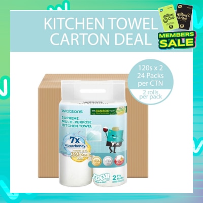 WATSONS Supreme Multi-Purpose Kitchen Towel 2 Ply Sheet 120s x 2 Rolls x 24 (Per Carton)