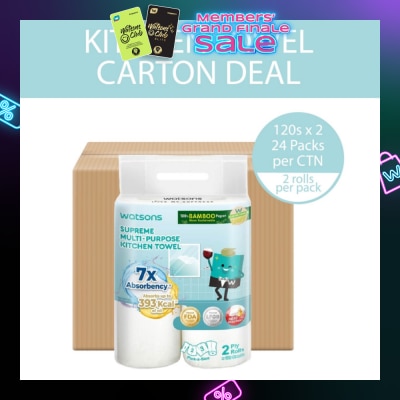 WATSONS Supreme Multi-Purpose Kitchen Towel 2 Ply Sheet 120s x 2 Rolls x 24 (Per Carton)