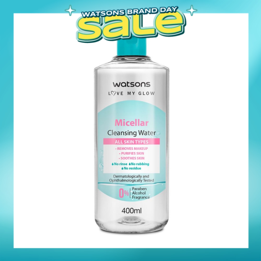 Micellar Cleansing Water (For All Skin Types, No Rinse, Free Paraben, Alcohol, & Fragrance) 400ml