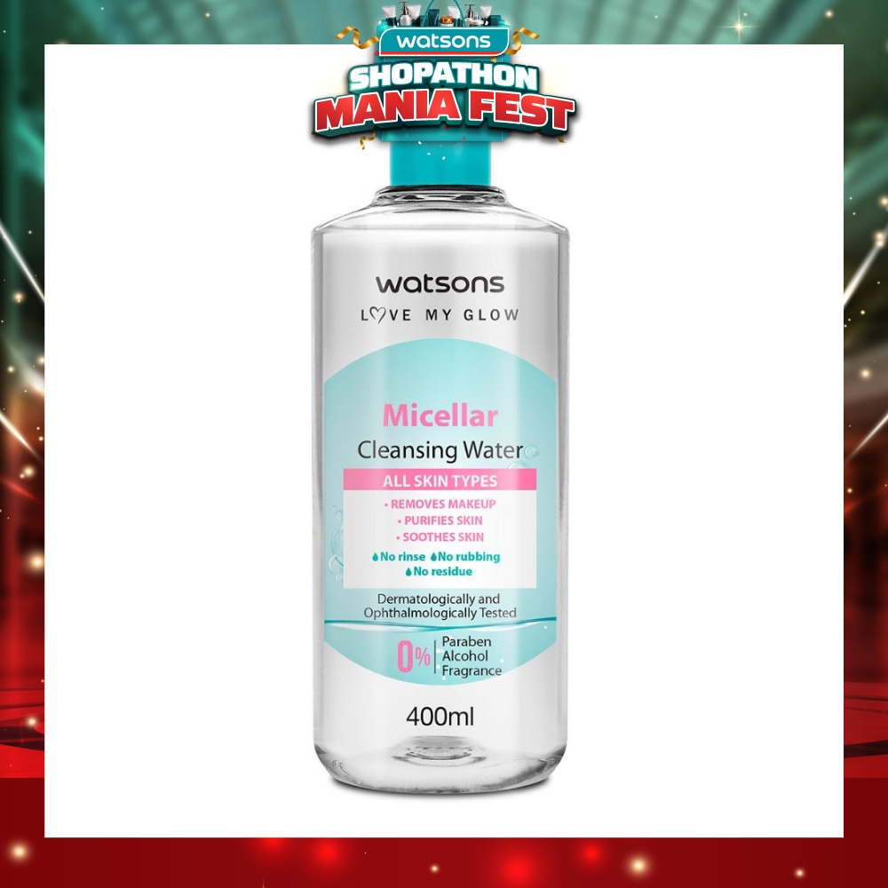 Micellar Cleansing Water (For All Skin Types, No Rinse, Free Paraben, Alcohol, & Fragrance) 400ml