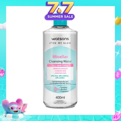 WATSONS - Micellar Cleansing Water (For All Skin Types, No Rinse, Free Paraben, Alcohol, & Fragrance) 400ml