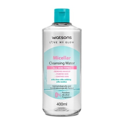 WATSONS Micellar Cleansing Water (For All Skin Types, No Rinse, Free Paraben, Alcohol, & Fragrance) 400ml