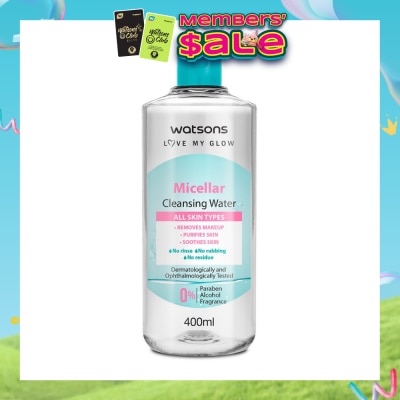 WATSONS - Micellar Cleansing Water (For All Skin Types, No Rinse, Free Paraben, Alcohol, & Fragrance) 400ml