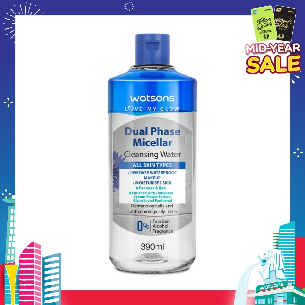 Dual Phase Micellar Cleansing Water (For All Skin Types, No Rinse, Free Paraben, Alcohol, & Fragrance) 390ml